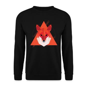 Geometrischer Fuchs | Low Poly Canidae Geschenk - Unisex Pullover - Schwarz - Vorne - Alina (178cm) & Michal (187cm)