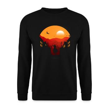 Coucher du soleil de la ville de cowboy - Sweat-shirt Unisexe - noir - Devant - Alina (178cm) & Michal (187cm)