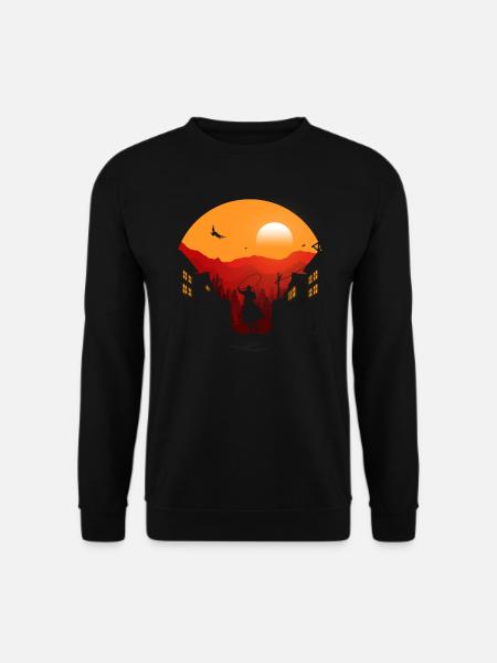 Sonnenuntergang der Cowboystadt - Unisex Pullover - Schwarz