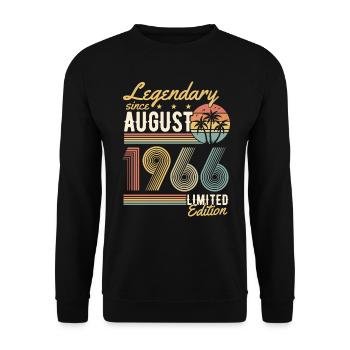 Legendary since August 1966 retro birthday - Unisex Sweatshirt - black - Front - Alina (178cm) & Michal (187cm)