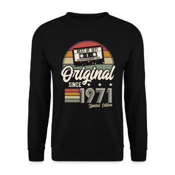 Original depuis 1971 Best of '71 Retro anniversaire - Sweat-shirt Unisexe - noir - Devant - Alina (178cm) & Michal (187cm)