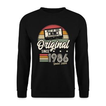 Original depuis 1986 Vintage Retro Anniversaire - Sweat-shirt Unisexe - noir - Devant - Alina (178cm) & Michal (187cm)