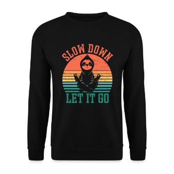 Slow Down Let it go Sloth - Unisex Sweatshirt - black - Front - Alina (178cm) & Michal (187cm)