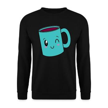 Sweet Kawaii Mulled Wine Cup Christmas Market Mulled Wine - Unisex Sweatshirt - black - Front - Alina (178cm) & Michal (187cm)