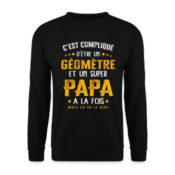 Papa géomètre cadeau drôle fête des pères - Sweat-shirt Unisexe - noir - Devant - Alina (178cm) & Michal (187cm)