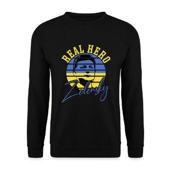 Real Hero Zelensky - Unisex Sweatshirt - black - Front - Alina (178cm) & Michal (187cm)