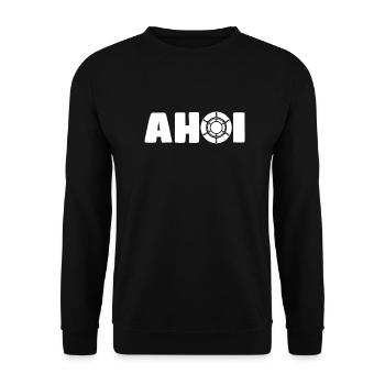 Ahoi mit Steuerrad - Unisex Pullover - Schwarz - Vorne - Alina (178cm) & Michal (187cm)