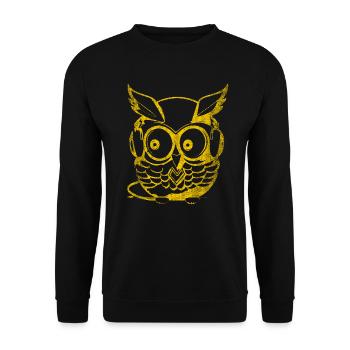 Casque jaune hibou - Sweat-shirt Unisexe - noir - Devant - Alina (178cm) & Michal (187cm)
