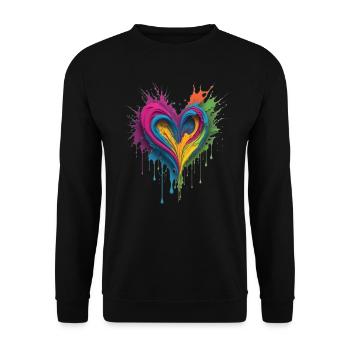 Cœur de peinture liquide - Sweat-shirt Unisexe - noir - Devant - Alina (178cm) & Michal (187cm)