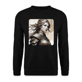 Fantasy Anime Fille Viking Germanique Trigues Moyen Âge - Sweat-shirt Unisexe - noir - Devant - Alina (178cm) & Michal (187cm)