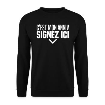 C'est Mon Anniv À Signer Cadeau Anniversaire - Sweat-shirt Unisexe - noir - Devant - Alina (178cm) & Michal (187cm)