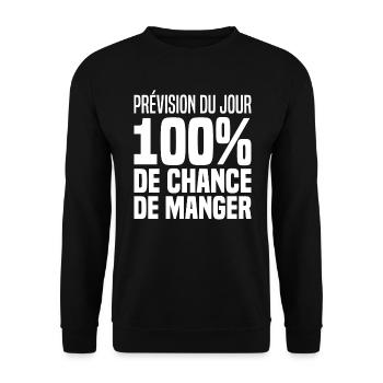 Prévisions Du Jour 100% Chance De Manger J'ai Faim - Sweat-shirt Unisexe - noir - Devant - Alina (178cm) & Michal (187cm)