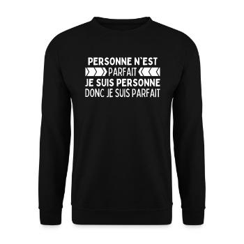 Personne N'est Parfait Je Suis Personne Parfait - Sweat-shirt Unisexe - noir - Devant - Alina (178cm) & Michal (187cm)