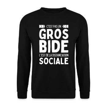 J'ai Pas Un Gros Bide Humour Anti Sociale Distance - Sweat-shirt Unisexe - noir - Devant - Alina (178cm) & Michal (187cm)
