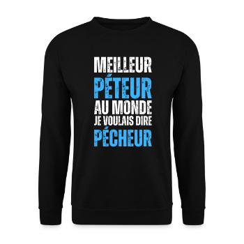 Pécheur Homme Péteur Pécheur Poisson Pêche Drôle - Sweat-shirt Unisexe - noir - Devant - Alina (178cm) & Michal (187cm)