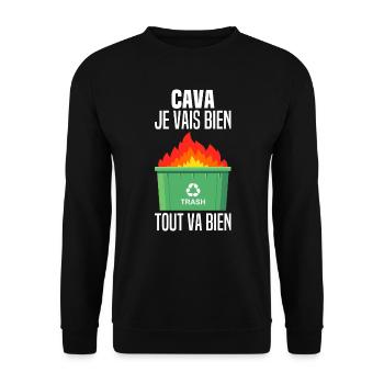 Cava Je Vais Bien Tout Va Bien Feu Benne A Ordures - Sweat-shirt Unisexe - noir - Devant - Alina (178cm) & Michal (187cm)
