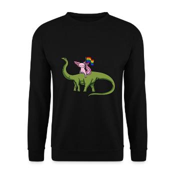 Diplodocus Axolotl - Unisex Pullover - Schwarz - Vorne - Alina (178cm) & Michal (187cm)