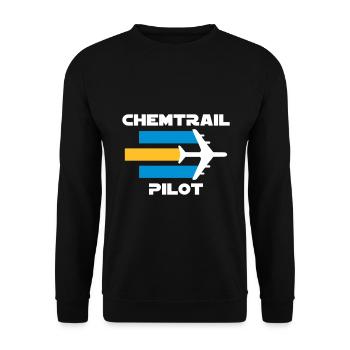Chemtrailpilot (Flugzeug mit Chemtrails) - Unisex Pullover - Schwarz - Vorne - Alina (178cm) & Michal (187cm)