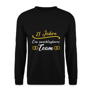21 Jahre Ein Unschlagbares Team - Unisex Pullover - Schwarz - Vorne - Alina (178cm) & Michal (187cm)