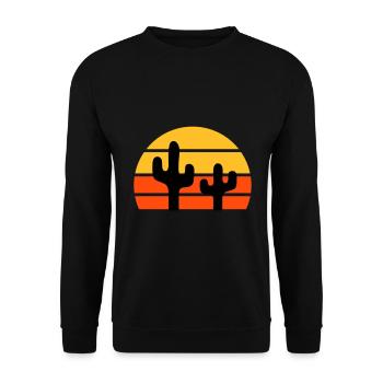 Zwei Kakteen vor einer Halbsonne - Unisex Pullover - Schwarz - Vorne - Alina (178cm) & Michal (187cm)