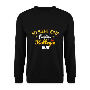 fleißige Kollegin Geschenkidee T-shirt Arbeit - Unisex Pullover - Schwarz - Vorne - Alina (178cm) & Michal (187cm)