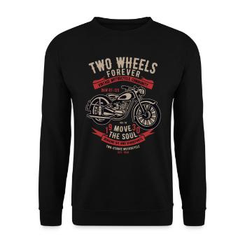 Two Wheels Forever Motorrad - Unisex Pullover - Schwarz - Vorne - Alina (178cm) & Michal (187cm)