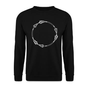 Kreis Boho Hippie Pfeil Feder Geschenk Shirt - Unisex Pullover - Schwarz - Vorne - Alina (178cm) & Michal (187cm)