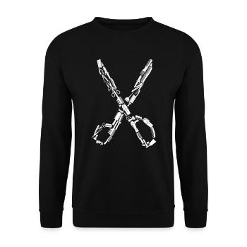 Coiffeur Ciseaux Peigne Cadeau - Sweat-shirt Unisexe - noir - Devant - Alina (178cm) & Michal (187cm)