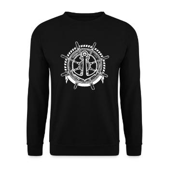Volant de bateau Captain Sailing avec ancre - Sweat-shirt Unisexe - noir - Devant - Alina (178cm) & Michal (187cm)