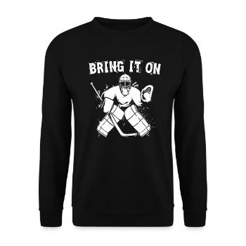 Rondelle de hockey sur glace Gardien de but de hockey Bring It On - Sweat-shirt Unisexe - noir - Devant - Alina (178cm) & Michal (187cm)