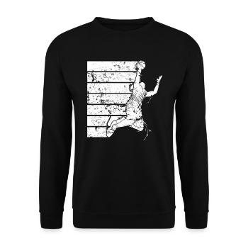 Basketball Streetball Basketballspieler Vintage - Unisex Pullover - Schwarz - Vorne - Alina (178cm) & Michal (187cm)