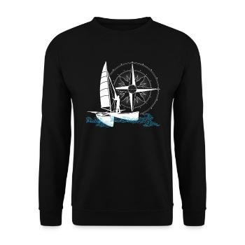 Catamaran Sailing Double Hull Boat Two Hull Boat - Unisex Sweatshirt - black - Front - Alina (178cm) & Michal (187cm)