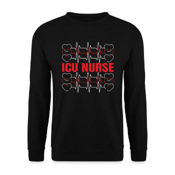 ICU Krankenschwester RN Medizinische Intensivstation Pflege - Unisex Pullover - Schwarz - Vorne - Alina (178cm) & Michal (187cm)