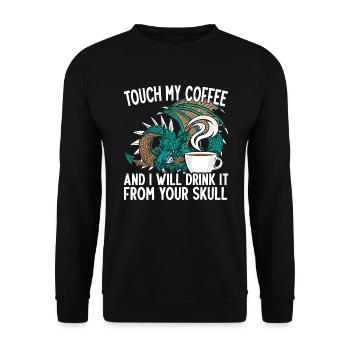 Touch My Coffee Caffeine Addict Dragon Mythique - Sweat-shirt Unisexe - noir - Devant - Alina (178cm) & Michal (187cm)