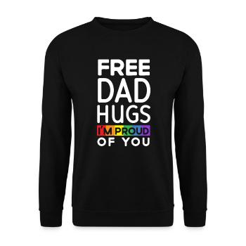 Kostenlose Papa Umarmungen Ich bin stolz auf Sie Liebhaber Stolz Monat - Unisex Pullover - Schwarz - Vorne - Alina (178cm) & Michal (187cm)