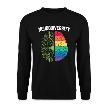 Neurodiversität Regenbogen Autismus Bewusstsein ASD ADHS - Unisex Pullover - Schwarz - Vorne - Alina (178cm) & Michal (187cm)