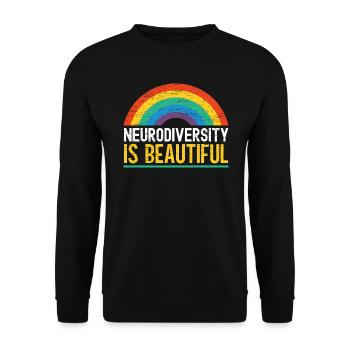 Neurodiversität ist schöne Infinity Regenbogen ADHS - Unisex Pullover - Schwarz - Vorne - Alina (178cm) & Michal (187cm)