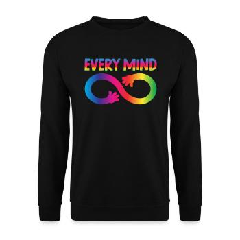 Every Mind Neurodiversity Autism Awareness Unterstützung - Unisex Pullover - Schwarz - Vorne - Alina (178cm) & Michal (187cm)