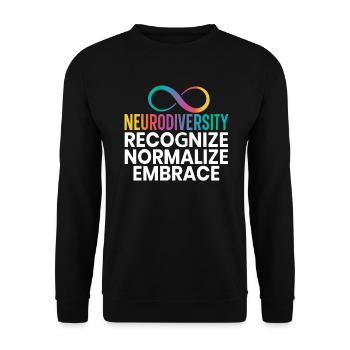 Recognize Normalize Embrace Neurodiversity Autism - Unisex Sweatshirt - black - Front - Alina (178cm) & Michal (187cm)