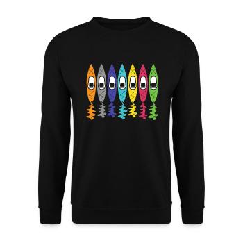 Colorful Kayak Kayaking Kayaker Canoeing Paddling - Unisex Sweatshirt - black - Front - Alina (178cm) & Michal (187cm)