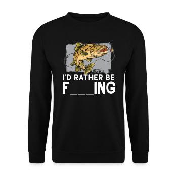 Ich würde lieber Angeln lustige Fischer Fischer Witze - Unisex Pullover - Schwarz - Vorne - Alina (178cm) & Michal (187cm)