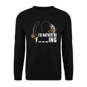 Ich würde lieber Angeln lustige Fischer Fischer Witze - Unisex Pullover - Schwarz - Vorne - Alina (178cm) & Michal (187cm)