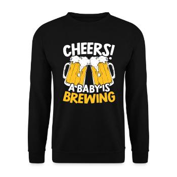 Cheers A Baby Is Brewing Schwangerschaft Ankündigung - Unisex Pullover - Schwarz - Vorne - Alina (178cm) & Michal (187cm)