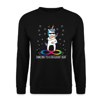 Dancing To A Different Beat Neurodiversity Unicorn - Unisex Sweatshirt - black - Front - Alina (178cm) & Michal (187cm)
