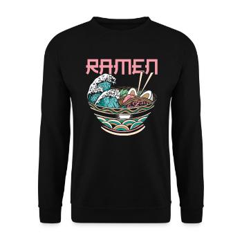 The Great Wave Off Kanagawa Ramen Eater Noodle - Unisex Sweatshirt - black - Front - Alina (178cm) & Michal (187cm)