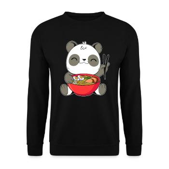 Kawaii Panda Ramen Esser japanische NudelSuppe Essen - Unisex Pullover - Schwarz - Vorne - Alina (178cm) & Michal (187cm)