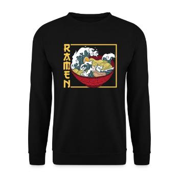 The Great Wave Off Kanagawa Ramen Eater Noodle - Unisex Sweatshirt - black - Front - Alina (178cm) & Michal (187cm)