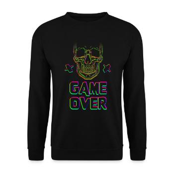 Game Over Skull - Sweat-shirt Unisexe - noir - Devant - Alina (178cm) & Michal (187cm)