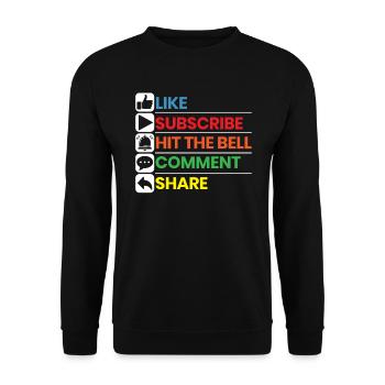 Like Subscribe Hit The Bell Comment Share Streamer - Unisex Sweatshirt - black - Front - Alina (178cm) & Michal (187cm)