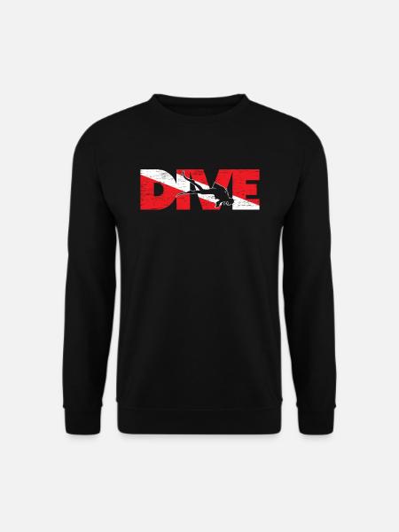 Tauchflagge Diver Down Aquaholic Scuba Diving Ocean - Unisex Pullover - Schwarz